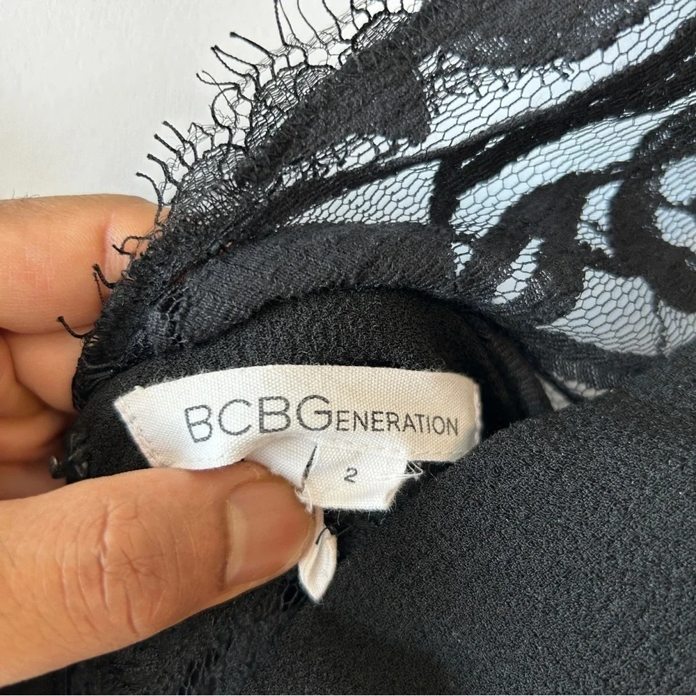 BCBGeneration Junior's Lace Insert Georgette Mini Dress Size 2 - Picture 6 of 12